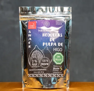 Crunchy and soft fig pulp flake snacks, Trikadia, Coquimbo region